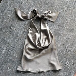 Zara Light Gray Satin Top